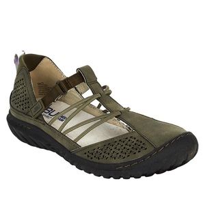 JBU sz 10 fig green casual perforated slip on shoe comfy cute memory foam